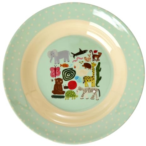 Rice Melamin tiefer Teller Kinderteller Kinderschüssel - mint - Wildlife Print