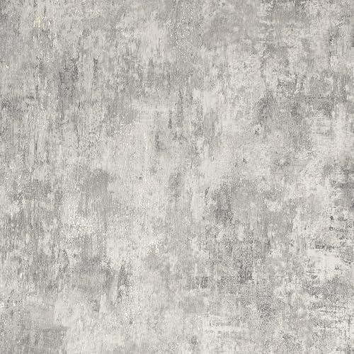 Trafagala Modern Grey Concrete Wallpaper for Bedroom Fireplace - Decorative Luxury Wall Paper for Livingroom with Distressed Pattern, Textured Finish & Metallic Detailing Charcoal