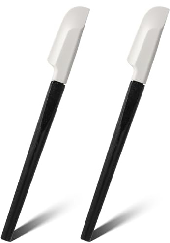 2 Stück Teigschaber Klein, Silikon Teigschaber Schmal, Teigschabers Silikon Klein, Kleiner Teigschabers für Backen Mischen Kochen Rührwerkzeuge-Schwarz 0.95x9in