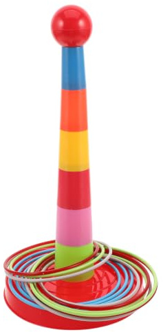YARNOW Jeu de Lancer d'anneaux en Plastique coloré pour Enfants, Jeu de | Jeu d'entraînement à la coordination œil-main, ensemble d'activités familiales pour le jardin, jouet d'extérieur