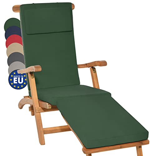 Beautissu Luxus Deckchair Auflage Sonnenliege 175x45x5cm LoftLux DC – Bezug Abnehmbar – Polsterauflage für Liegestuhl Auflage Gartenliege Polster – Liegenauflage Gartenmöbel Kissen Grün
