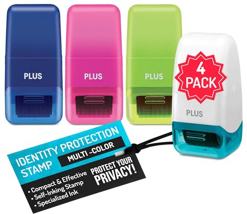 Guard Your ID Identity Protection Stamp Roller, Deluxe Multi-Color 4-Pack