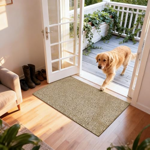 BEAU JARDIN 36x24 Doormat Super Absorbent Mud Entryway Non-Slip for Dog Paws Dirt Wipe Trapper Mats Entrance Welcome Doormat Shoes Scraper Low Profile Latex Backing Washable