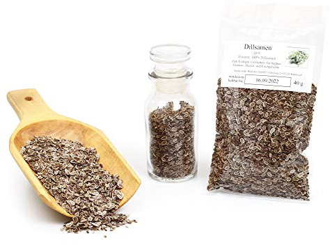Dillsamen ganz, Premium-Qualität Einlegegewürz einmachen, einlegen, Dillsaat naturrein, Dill Seeds, Naturgewürz Kräuter getrocknet, glutenfrei, 40g