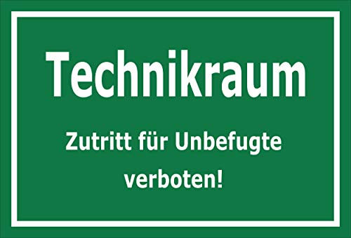 Melis-Folienwerkstatt Schild - Technik-Raum - 15x10cm | Bohrlöcher | 3mm Hartschaum – S00070-079-G -20 VAR