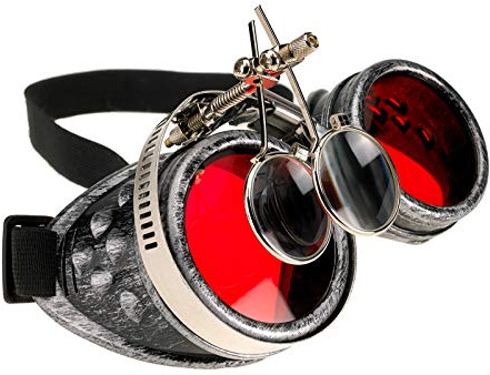 4sold Loupes Steampunk Antique Copper Cyber ​​Goggles Rave Goth Vintage Victorian Sonnenbrillen Inklusive GRATIS UV400 Sonnenbrille Objektiv und zusätzliche Aufkleber alle Bilder sehen