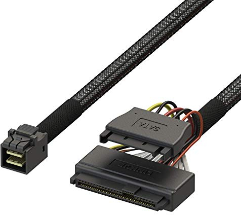LINKUP - Internal 16G U.2 Cable (85Ω 85ohm PCIe Gen 4 Mini SAS HD to U.2/SFF-8643 to SFF-8639 Cable) with SATA Power - 0.9 meters/3 feet
