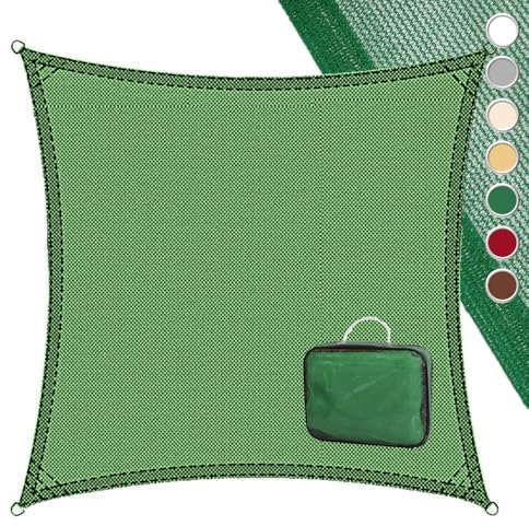LOLAhome Toldo Vela de Sombra ANTICHARCOS | 5x5 m Cuadrado Verde | Fibras Alta Resistencia 200gr/m² HDPE, Protección UV, Transpirable | para Exteriores: Jardín, Patio, Terraza