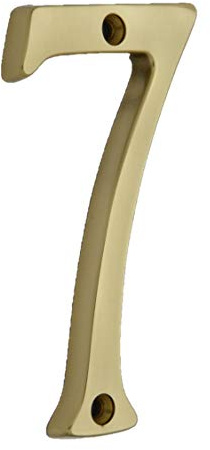 QCAA Numéro de maison traditionnel en laiton forgé lourd, 15,2 cm, laiton poli laqué, 7, fabriqué à Taïwan, 1 pièce
