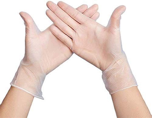 Gants en PVC jetables, gants de protection étanches gants en PVC transparent gants de protection assurance du travail gants industriels pour la cuisine cuisine nettoyage de barbecue Paquet de 100