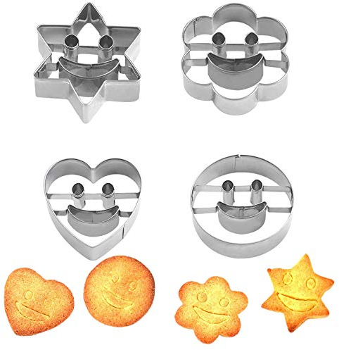 Moule à Biscuits Géométriques Moule Smiley Coupe-Biscuits En Forme 3D Moulle à Biscuits Originaux Les Emporte-Pièces Sont Pour Fondant, Les Sandwichs, Le Fromage Ou l'Argile Artisanale (4 Pièces)