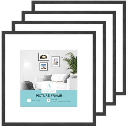 ATOBART Massives Holz Bilderrahmen,12x12 cm Rahmen,Fotorahmen mehrere Farben wählbar Frame für Foto oder Bilder, 30x30 cm, 4 Stück, Schwarz