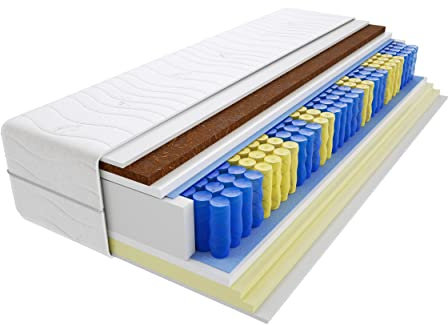 Godre Matratze 155x195 cm Doppelmatratze, H2 & H4 Federkernmatratze, Taschenfederkernmatratze 27 cm Hoch Kokosfaser Visco Memory Hypoallergene, HR-Schaum, Wendematratze mit Klimafaser Sens Max