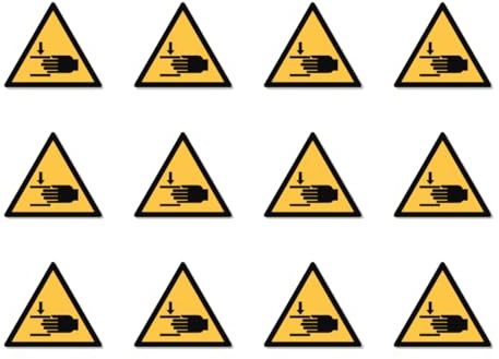 Warnung vor Handverletzungen: W024 - DIN EN ISO 7010 / ASR A1.3 - Aufkleber: 2,5 cm, 12 Stück