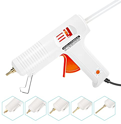 IAGULASEON Pistola per colla a caldo con stick di colla, 100 Watt con 5 ugelli in rame, strumento di riparazione manuale regolabile, progetti artistici e artigianali, riparazioni rapide