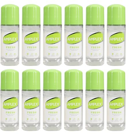 Amplex Alcohol-Free Daily Anti-Perspirant Deodorant Multi-Pack, Fresh Scent, Long-Lasting, Anti-Stain Formula, 12 x 50ml