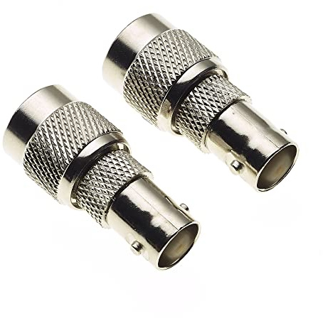 TNC Male to BNC Female Coaxial Adapter Connector, Straight 50ohm Impedance, 2GHz maximum frequency, In-line RF adapter for Antennas, Broadcast, Radios, Wifi, Telecom, Coaxial cables, CCTV, Pack of 2