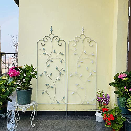 ZYFA Rankgitter Metall,Rankhilfe Rankhilfe für Kletterpflanzen,Pflanzen,Rosen,Kletterhilfe Garten Deko,Rankzaun Rosengitter Beetzaun Beeteinfassung Gartendeko,2er Set (Color : Vintage Green+White)