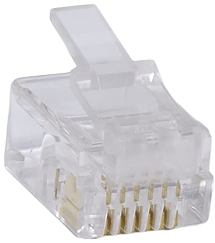 Aerzetix - C66069 - Set di 10 connettori prese spine maschio RJ12 6P6C a crimpare per cavo telefonico - 6 pin - informatica computer linea modem ADSL - colore: trasparente