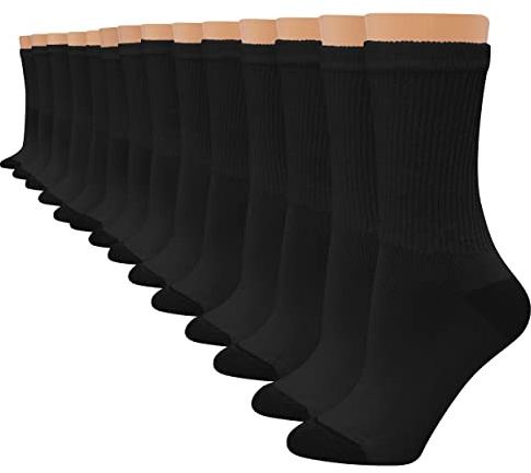 Hanes Womens Value Pack, Crew Soft Moisture-wicking Socks, Available In 10 And 14-packs, Black - 14 Pack, 8-12 US