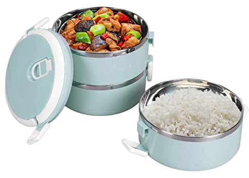 MOUMOUTEN Fiambrera térmica - Fiambrera apilable Caja Bento con Aislamiento de Acero Inoxidable Multicapa Contenedores de Almacenamiento de Alimentos para Oficina Escolar al Aire Libre