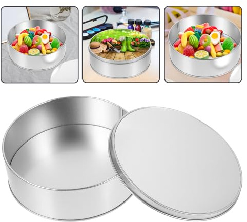 STOBAZA Sublimation Blanks Cookie Tins Cake Tins Candy Tins Round Metal Tin with Lids Storage Tin Can Metal Bucket Travel Containers Boxes for Cookie Biscuit Cards Box