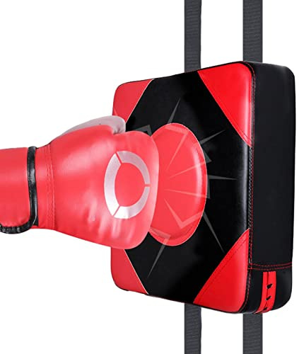 Pomurom Wandstanzpolster Boxen, Schlagpolster Wandmontage, Zielpolster Boxen mit Höhenverstellung, Trainingsgerät für Zuhause, Fitnessstudio, Boxtraining, MMA, Karate, Oxford-Stoff + PU-Leder, Rot