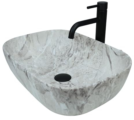 GTM Design Aufsatzwaschbecken Matt Modern Waschbecken ohne Hahnloch - Elegant Aufsatzwaschbecken Oval für Badezimmer und Gäste WC - nur Bad Waschbecken - Modell 6