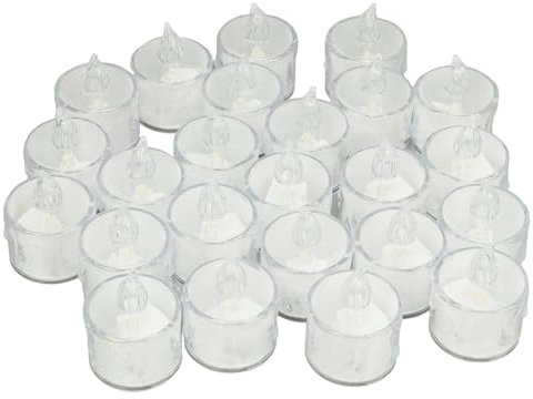 BestAlice Lot de 24 Bougies Chauffe-plat LED sans Flamme, Simulation de Flamme, Ambiance Romantique, Alimentées par Piles, Fausses Bougies Chauffe-plat pour Noël et Anniversaire
