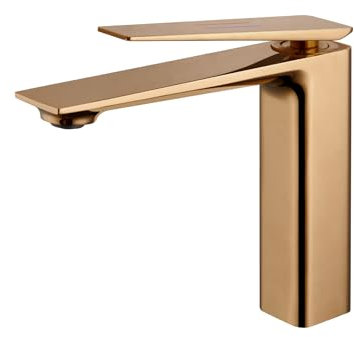 Schlichte Waschtischarmatur Waschbecken weißgraue Badarmatur, Roségold