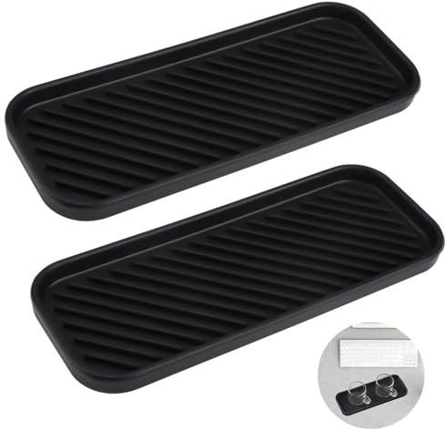 2 Piezas Organizador de Silicona para Fregadero, Antideslizante Soporte de Estropajo y Bandeja de Jabón para Baño Escritorio, Esponja, Cepillos y Tazas