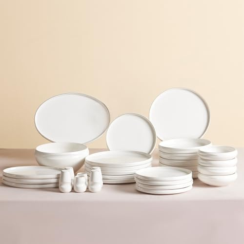 Karaca Streamline New Sunset Gold New Generation Bone Service de table 59 pièces en porcelaine crème avec décorations dorées Pièces de rechange disponibles Lavage à la main recommandé