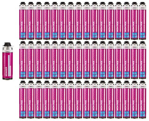 dubaust MSP24 Mousse de construction, de montage, pour pistolet, 750 ml, mousse insonorisante, haute isolation phonique, isolation thermique, isolation thermique B2 (avec nettoyant PRS24, 500 ml, 48 x