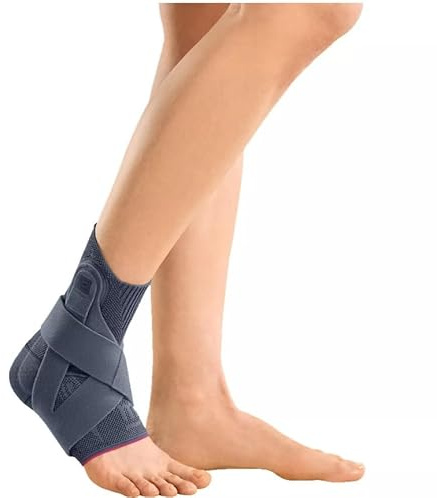 medi Levamed active Sprunggelenkbandage Fußbandage Rechts | Silber | Größe IV | Mit stabilisierendem Gurtsystem & erweiterter Entlastungszone | Einzigartiges Komfortgestrick | Genaue Passform