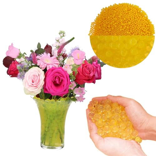 Wasserperlen 50 000 Stück Gold-gelb Wasserperlen für Pflanzen Ungiftig Wiederverwendbare Water Beads Für Pflanzen Kügelchen Für Pflanzen, Vase Füllstoff und Deko