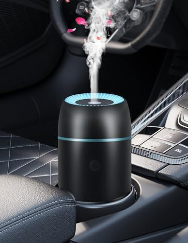 Auto-Diffusor für ätherische Öle und tragbare Mini-Ultraschall-Luftbefeuchter, 100 ml, USB-Aromatherapie-Diffusor mit bunten Lichtern für kleine Räume, Zuhause und Büro