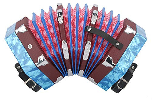 LOCADENCE Ziehharmonika Akkordeon, Anglo Stil Ziehharmonika mit Tragetasche, Tragbares Sechseckiges Ziehharmonika Akkordeon für Anfänger und Erwachsene (Himmelblau)