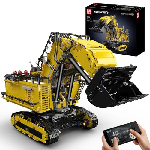 Mould King 17070 Tecnología Excavadora Modelo de Bloques de Construcción, 4767 Piezas Control Remoto Excavadora de orugas Maqueta Bloques de Construcción Kit, Bloques de Sujeción Juguetes con 6
