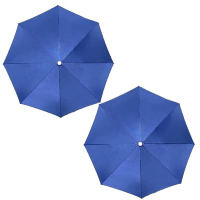 2pcs Kopf Regenschirm Hut Erwachsene, 69cm Regenschirmhüte 360°Gegen UV, Wasserdicht Schirmhut mit Kopfband für Outdoor-Party, Angeln, Sonne, Strand, Golf, Wandern