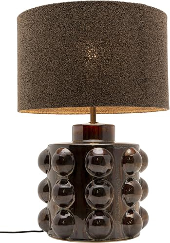 Kare Design Lámpara de Mesa Calamaro, Marrón, Porcelana, Redonda, Moderna, Altura 58cm, Luz Decorativa, Decoración para Dormitorio y Sala de Estar, sin Bombilla Incluida