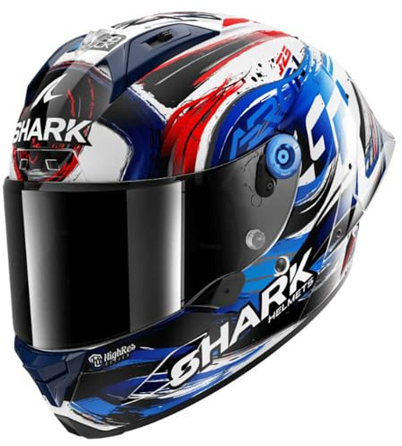 SHARK, Integraler Motorradhelm AERON GP FIM REPLICA ZARCO SIGNATURE White Black Blue WKB, M | Kratzfestes Visier