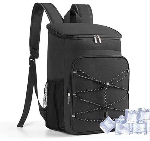 Mochila Nevera Isótermica-Bolsa de Picnic 23L, Grande Nevera de Playa Termica-Impermeable a Prueba de Fugas,Mantiene Temperatura Caliente, Maleta Amplia,Cooler Portatil, Hielera,Negra.
