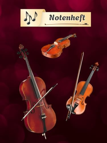 Notenheft Geige Notenbuch Cello Violine Musikunterricht Bratsche Notenlinienheft Große Lineatur Geigenunterricht Anfänger Violoncello Kontrabass ... da Gamba Notensysteme Musiker Rebec 01A12