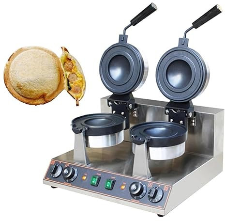 Gaufrier Commercial Rotatif Machine à hamburger, gaufrier électrique commercial, 1300 W, presse antiadhésive électrique, température réglable de 50 à 300 °C, pour la cuisine à domicile et le