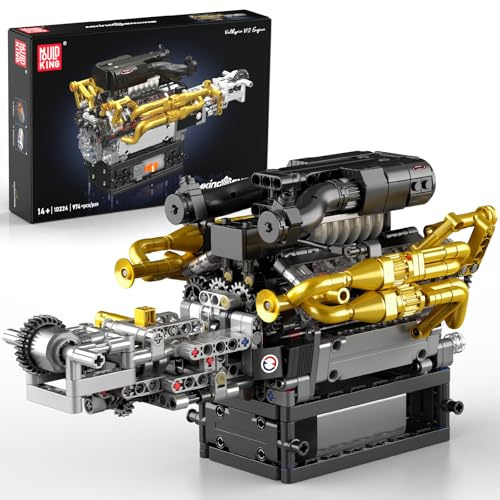 Mould King 10224 Technik V12 Motor Modell-Bausatz, 974+ Teile STEM Klemmbausteine Set mit Motor, MOC Motormodell für Erwachsene 14+ Jahre