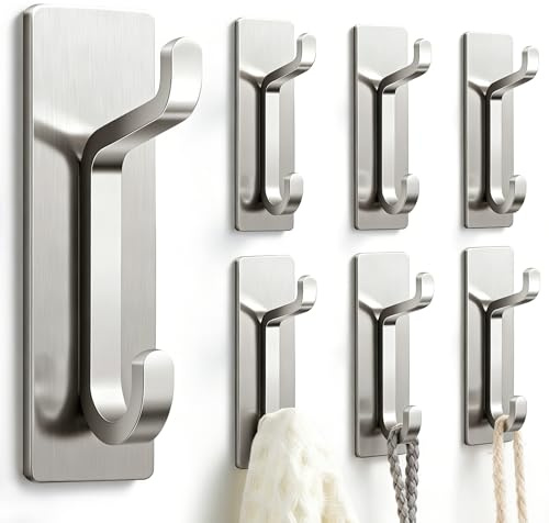pickpiff Self Adhesive Hook, 6KG Extra Strong, Brushed Nickel 6 Pack