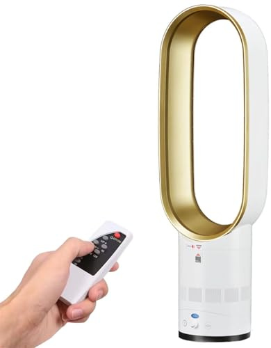 25.6 Bladeless Tower Fan with Remote,Multi-Speed Wind,120Min Timer,90° Swing,Portable Cooling Fan for Home Office Room