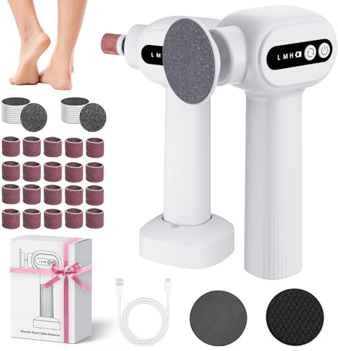 Bostar 6 Niveles Lima Electrica Pies Durezas, 2 en 1 Pedicura Profesional Callos con 42 Almohadillas de Repuesto Durezas Pies Eliminar per Muertas y Agrietadas (Blanco)