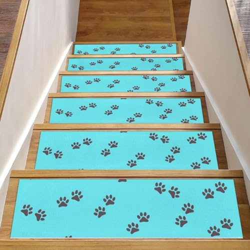 RODAILYCAY Alfombra para peldaños de escalera de perro y gato, color azul, 15 paquetes de 8 x 30 pulgadas, antideslizante, alfombra de seguridad autoadhesiva para interiores, para niños, ancianos y