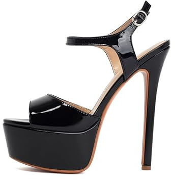 Veelau Meieer Sandales à talons hauts Stiletto pour femme avec sangle de cheville réglable Sandales sexy, Noir , 43 EU